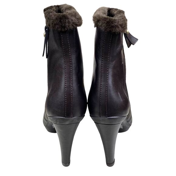 Stuart Weitzman Women’s Brown Side Zip Fur Trimmed Ankle Boot Size US 10 - Picture 7 of 15